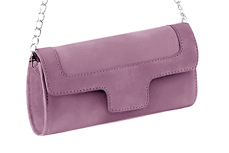 Mauve purple women's dress clutch, for weddings, ceremonies, cocktails and parties. Front view - Florence KOOIJMAN